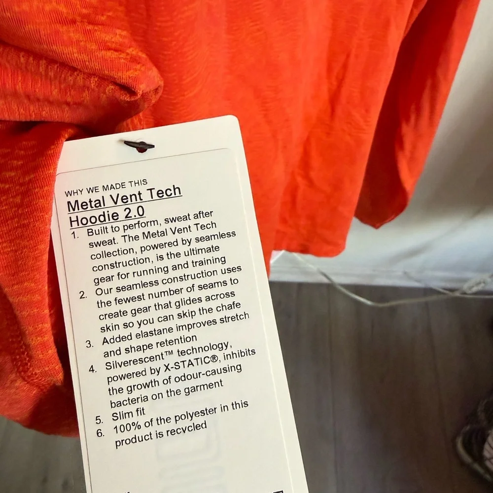 Metal Vent Tech Hoodie - XXL Men’s Lululemon Top, Longsleeves, Orange - Picture 3 of 7